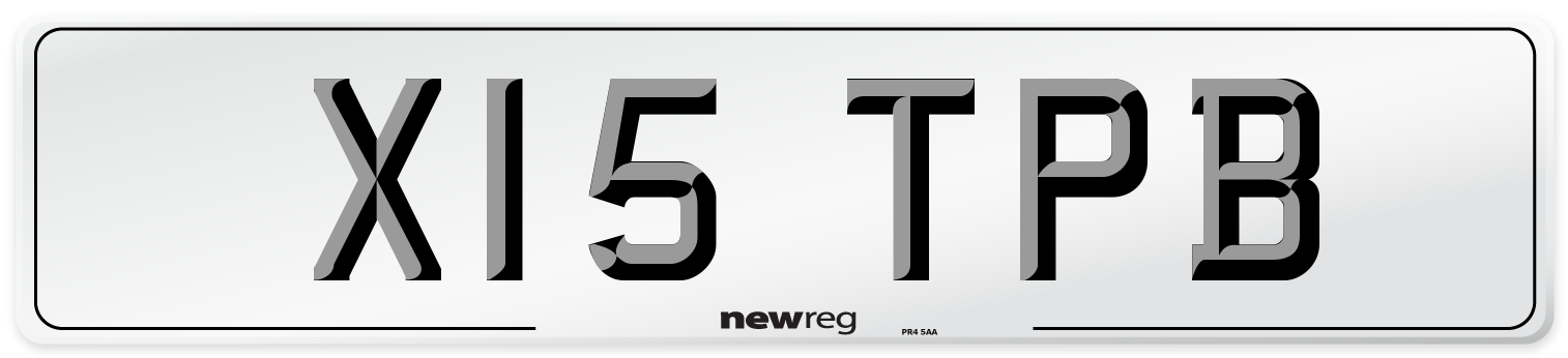 X15 TPB Number Plate from New Reg